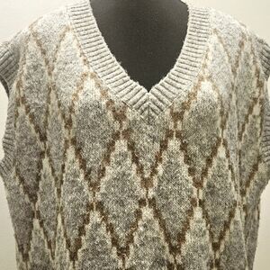 Women's Gray and Brown Argyle Sweater Vest